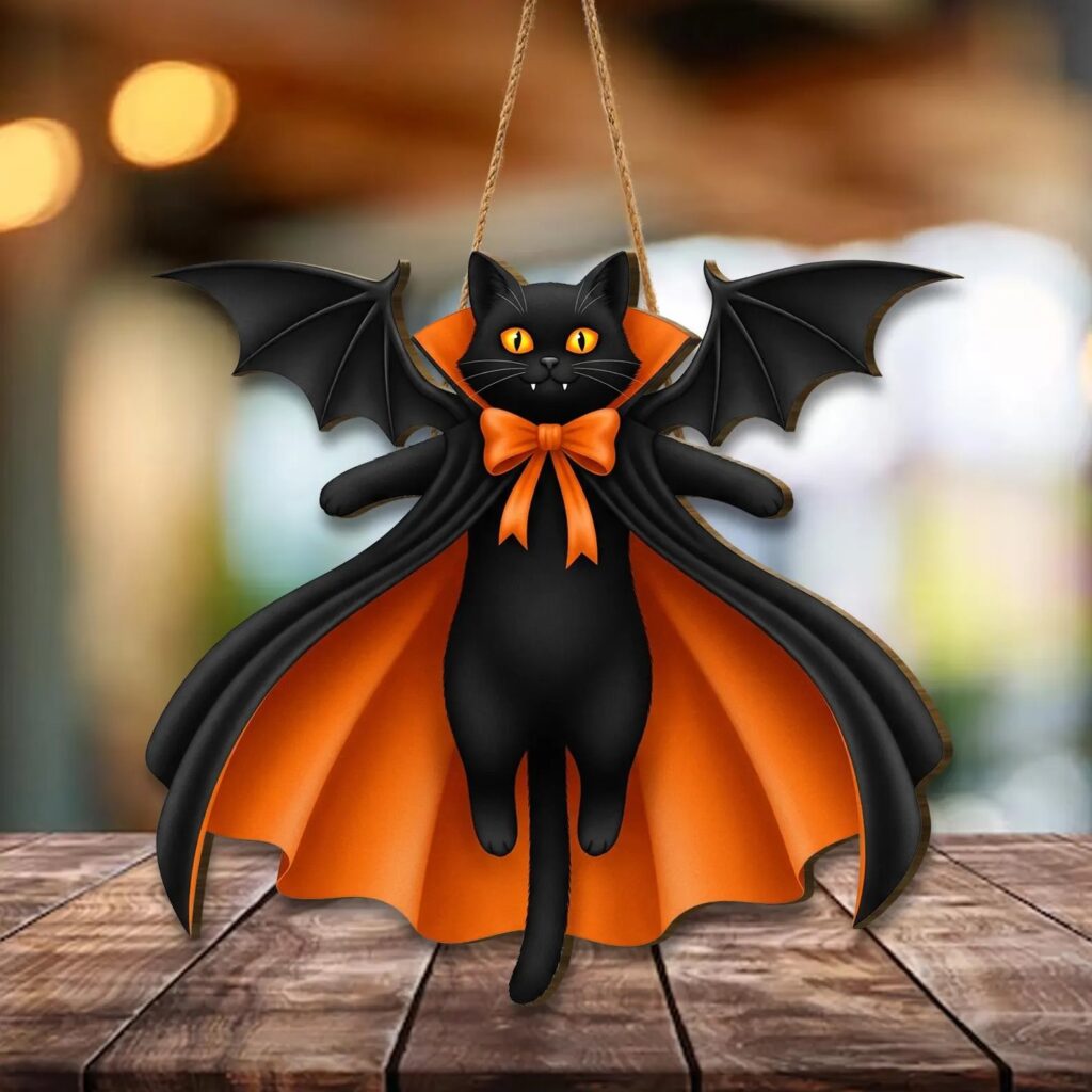 Halloween Gothic Decorations halloween black cat vampire gothic wall sign