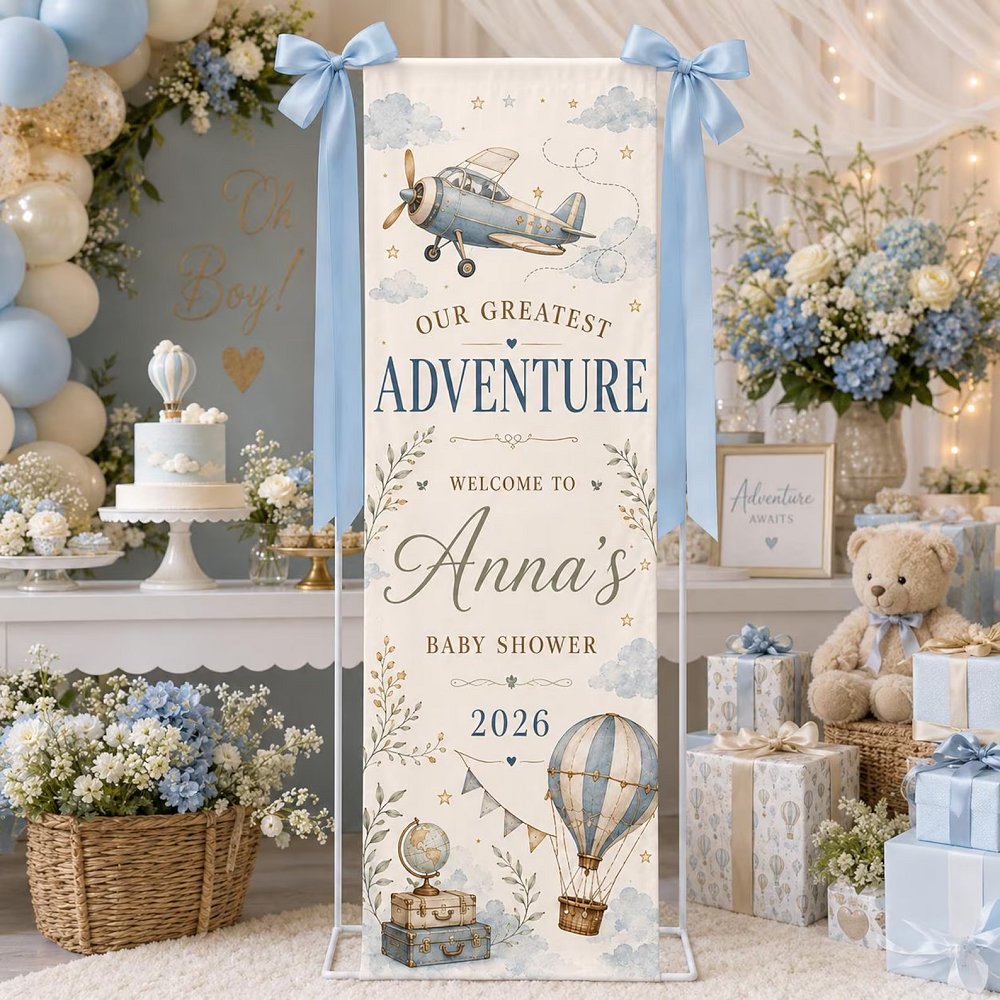 welcome to the world travel themed baby shower welcome sign