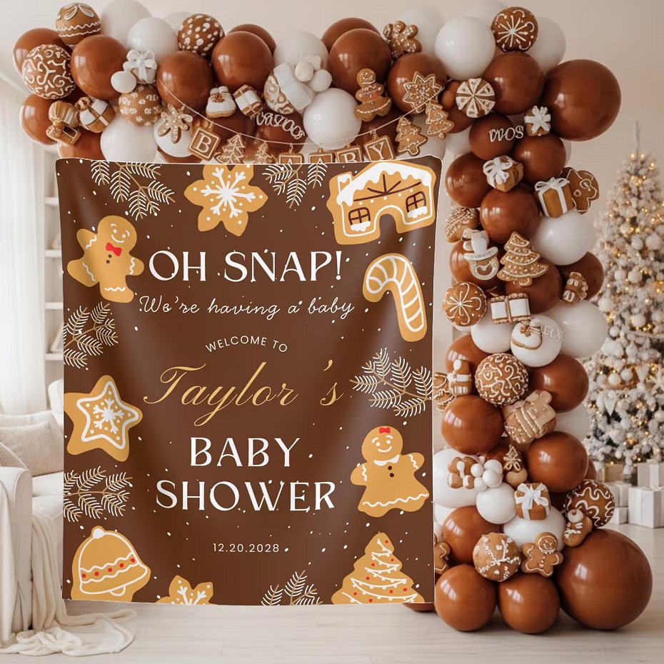 Gingerbread baby shower custom backdrop