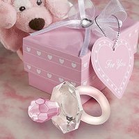 Baby Girl Shower Party Favours - Personalized Baby Shower Crystal Pacifier Favour